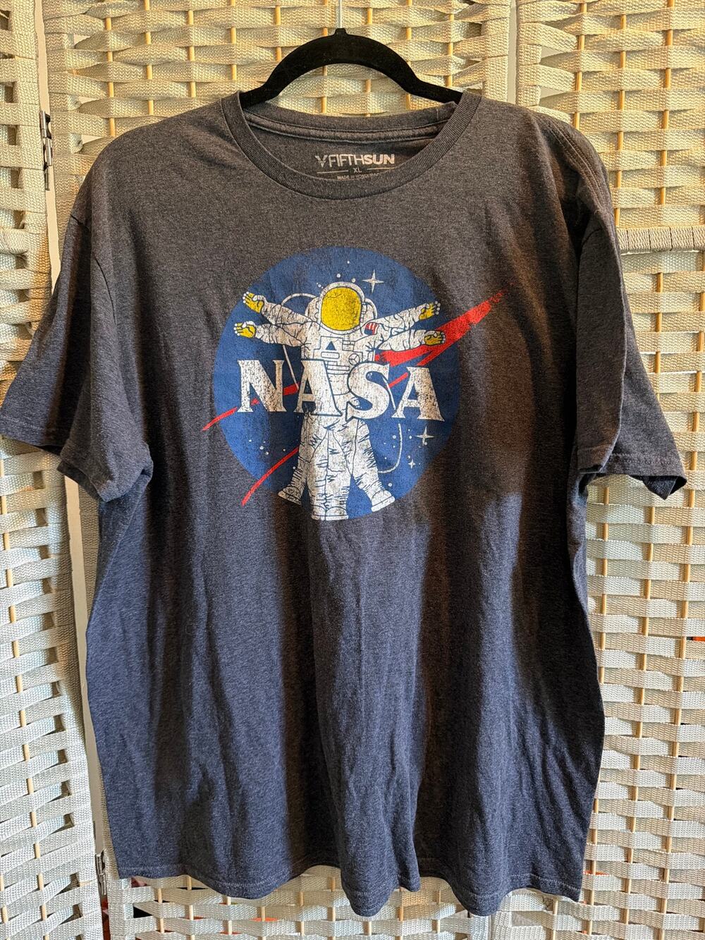 NASA Astronaut Logo T Shirt XL Gray Fifth Sun Space Graphic Tee Adult Unisex